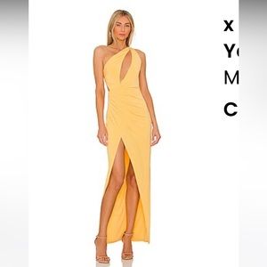 XS Michael Costello x REVOLVE yellow formal dress!
